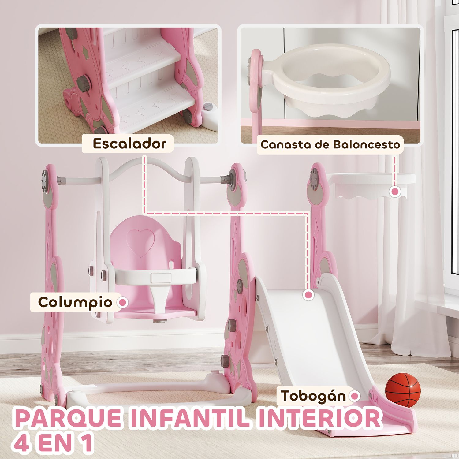 Tobogán Infantil 4 En 1 Con Columpio Y Tobogán Multicolor Aiyaplay