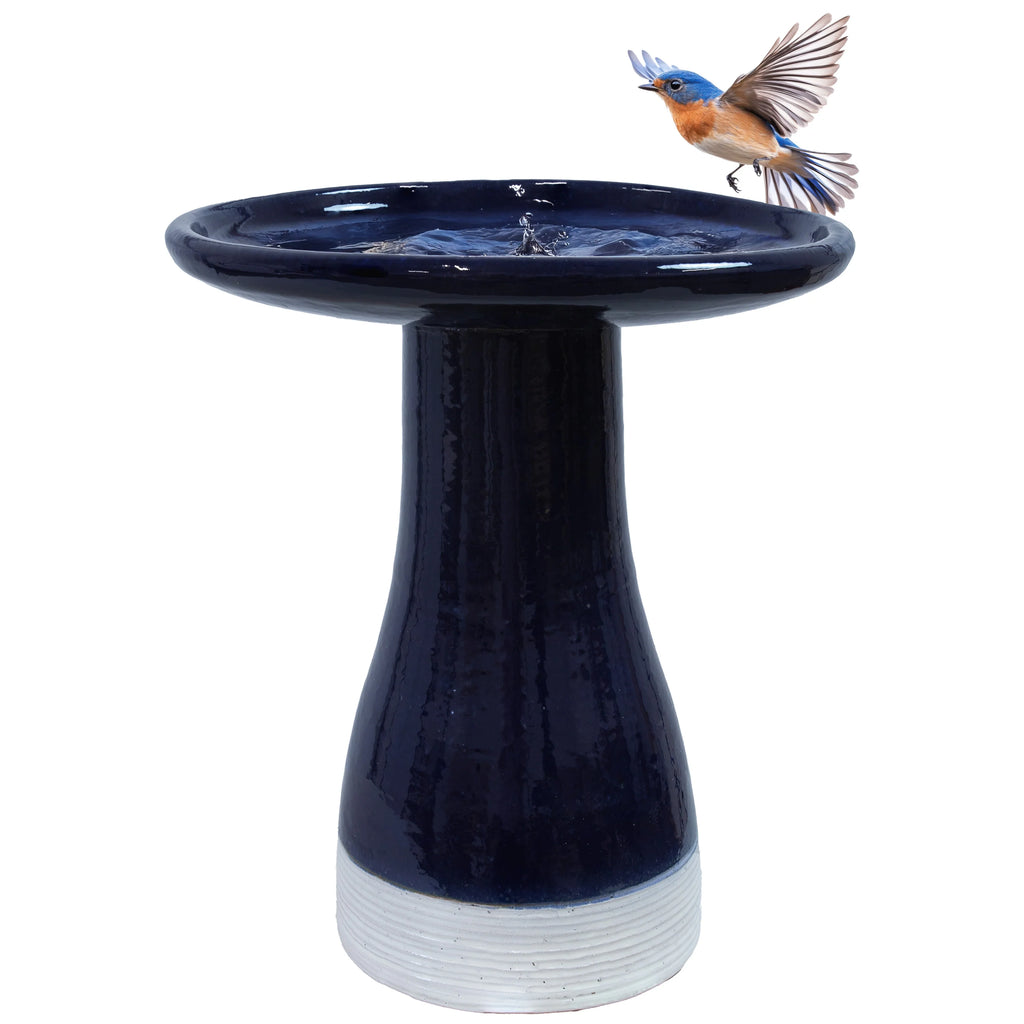 2025 Baño para Pájaros de Exterior Bicolor de Cerámica Esmaltada Sunnydaze