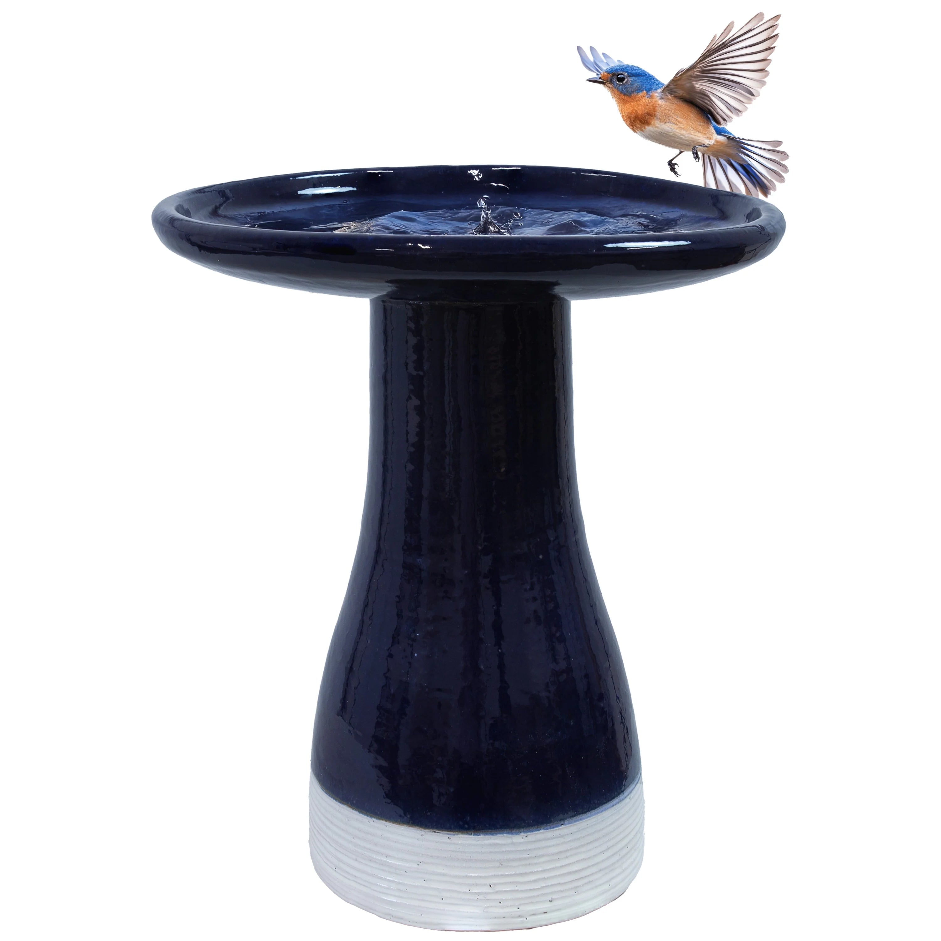 2025 Baño para Pájaros de Exterior Bicolor de Cerámica Esmaltada Sunnydaze