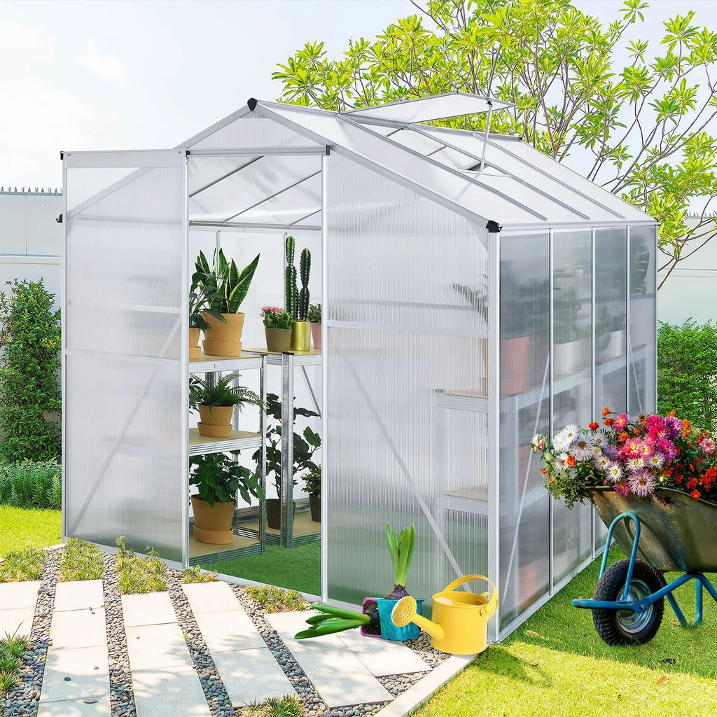 2025 Invernadero de jardín de aluminio con base – Ideal para frutas, verduras y resguardo invernal