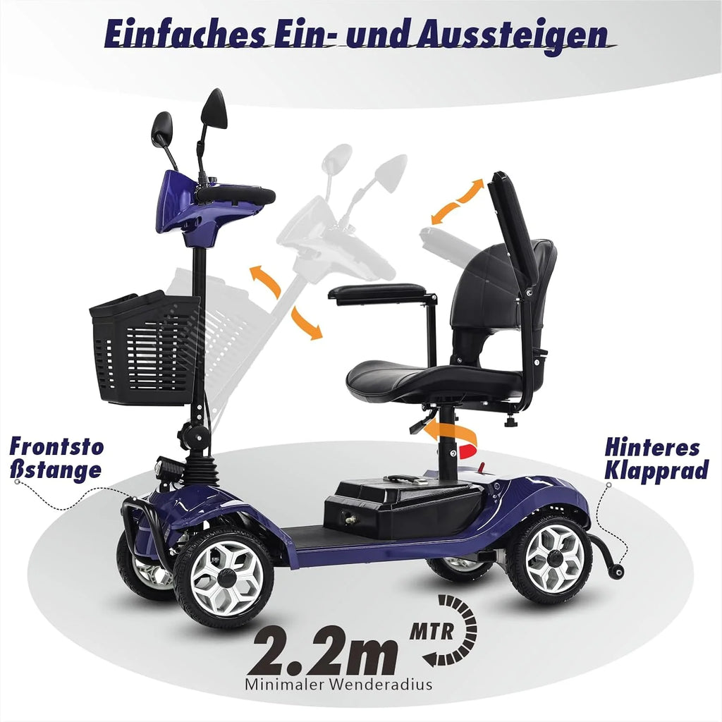 2025 Scooter eléctrico de 4 ruedas – silla de ruedas motorizada compacta y eficiente para adultos y personas mayores