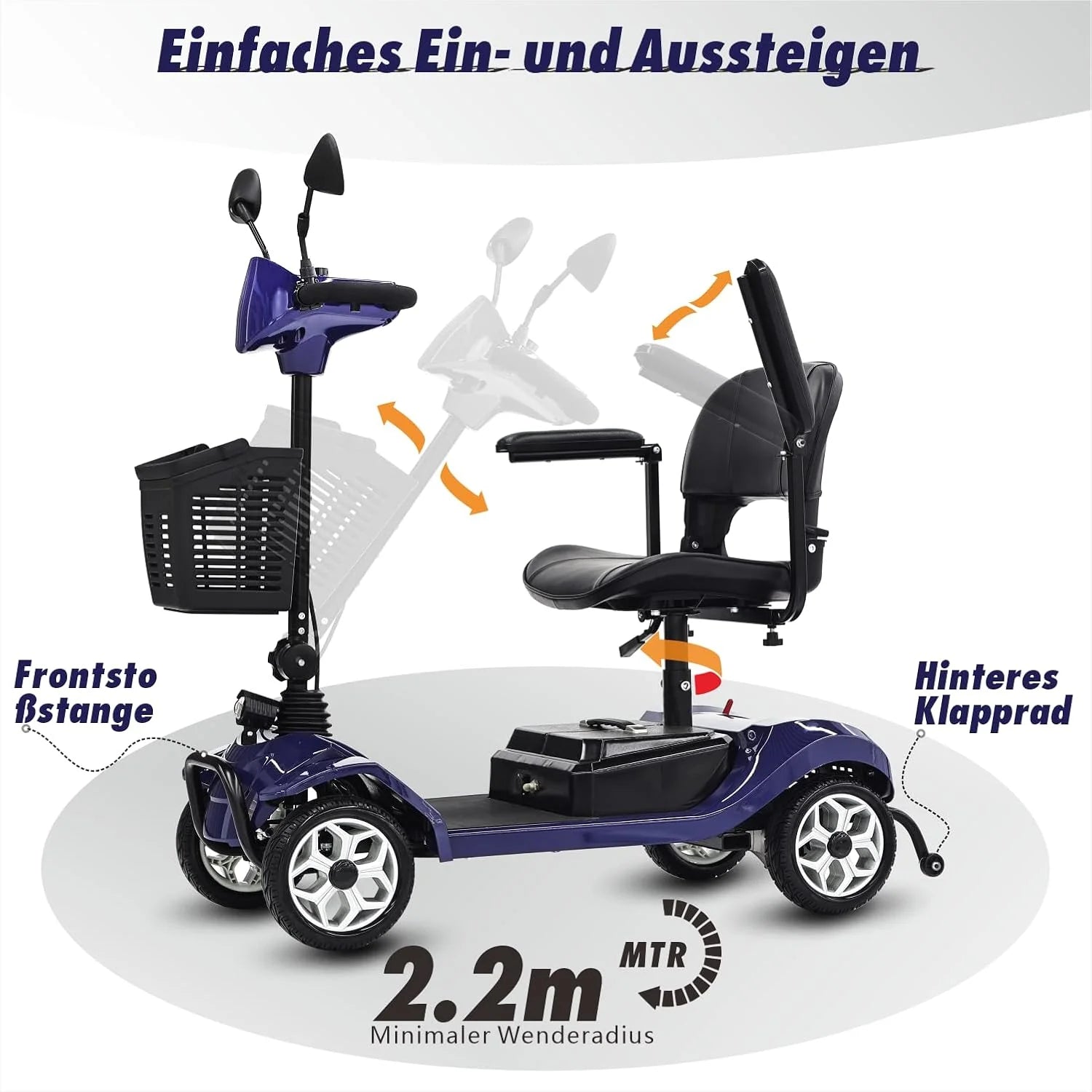2025 Scooter eléctrico de 4 ruedas – silla de ruedas motorizada compacta y eficiente para adultos y personas mayores