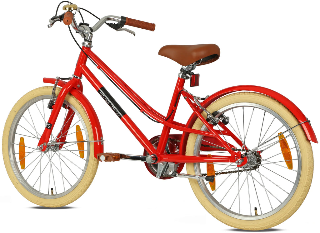 2025 Bicicleta Infantil Retro de 20 Pulgadas, Roja, desde 6-7 Años