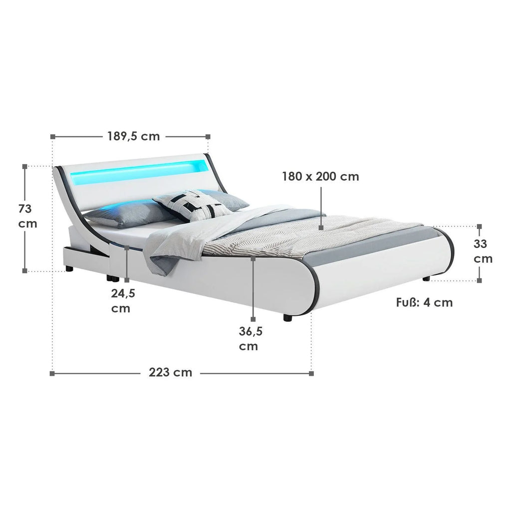 2025 Cama tapizada Valencia 140x200 cm en blanco