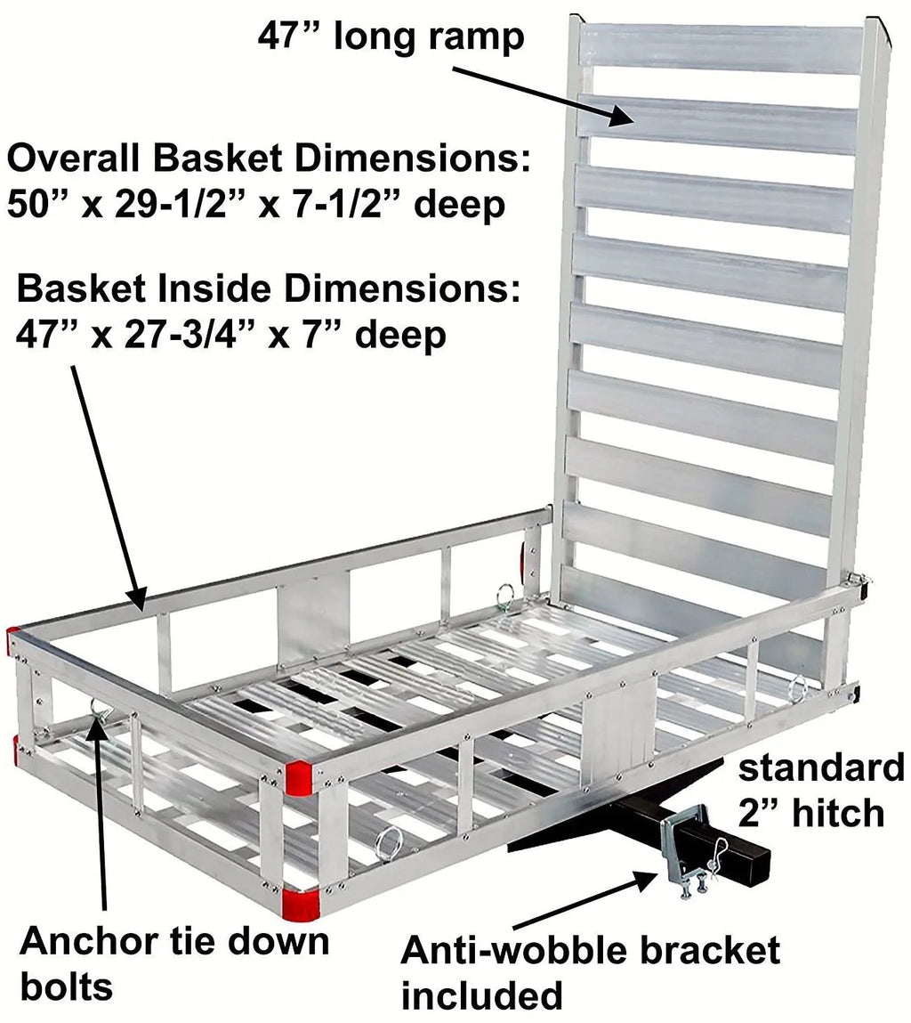 80779 Portaequipajes de aluminio para enganche de remolque con rampa de 119 cm, 1 pieza