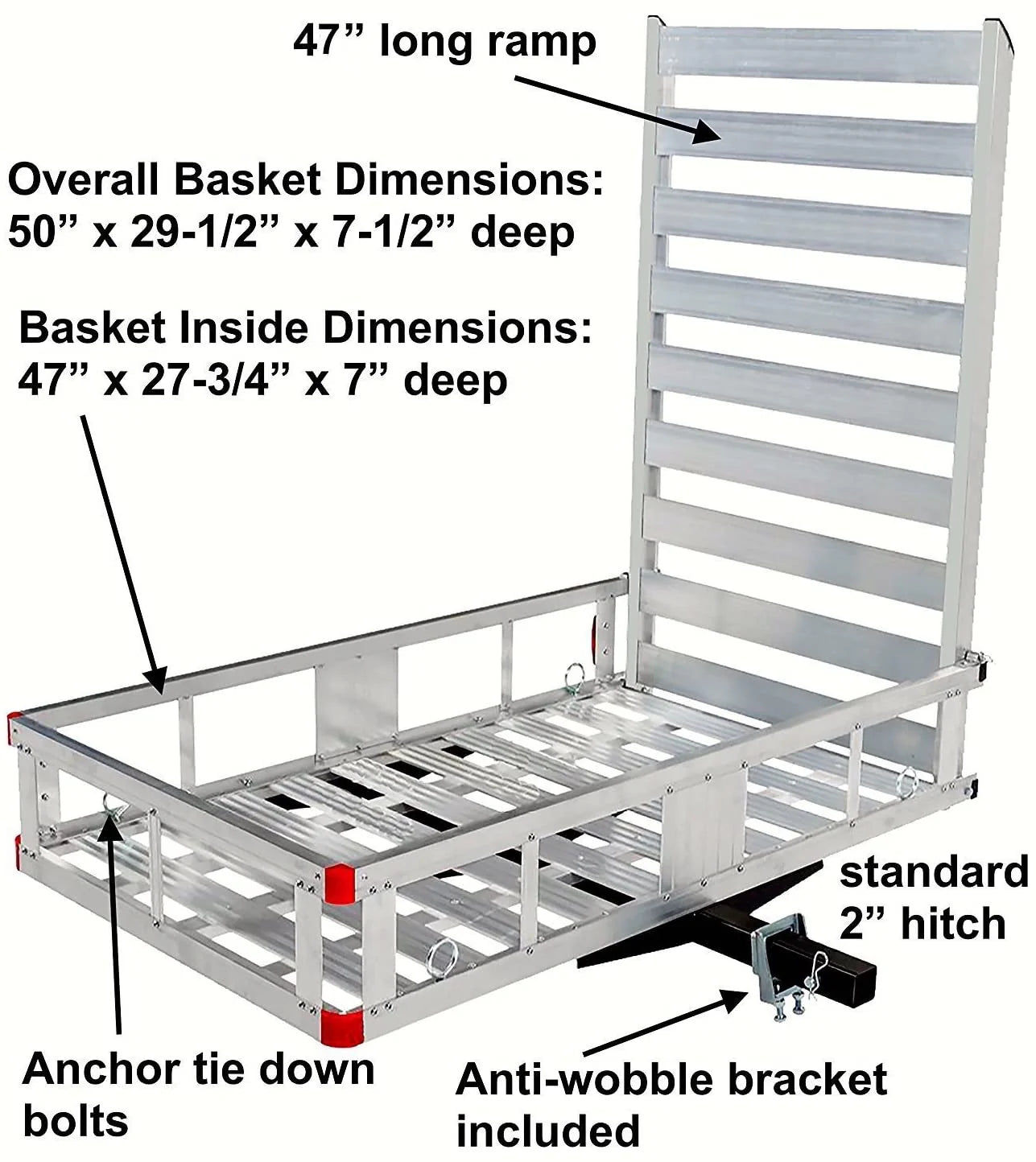 80779 Portaequipajes de aluminio para enganche de remolque con rampa de 119 cm, 1 pieza