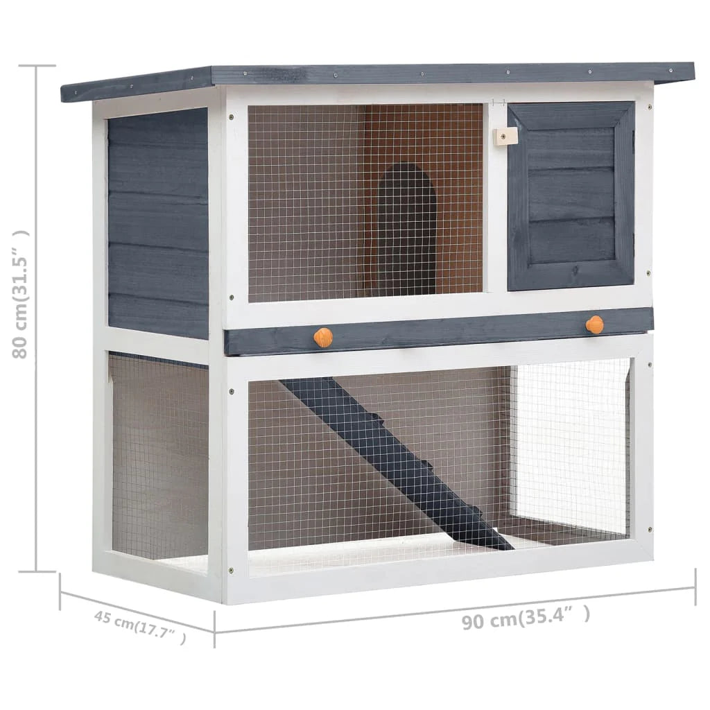 2025 Conejera para conejos – Recinto para pequeños animales, 90 x 45 x 80 cm, puerta gris, madera de pino