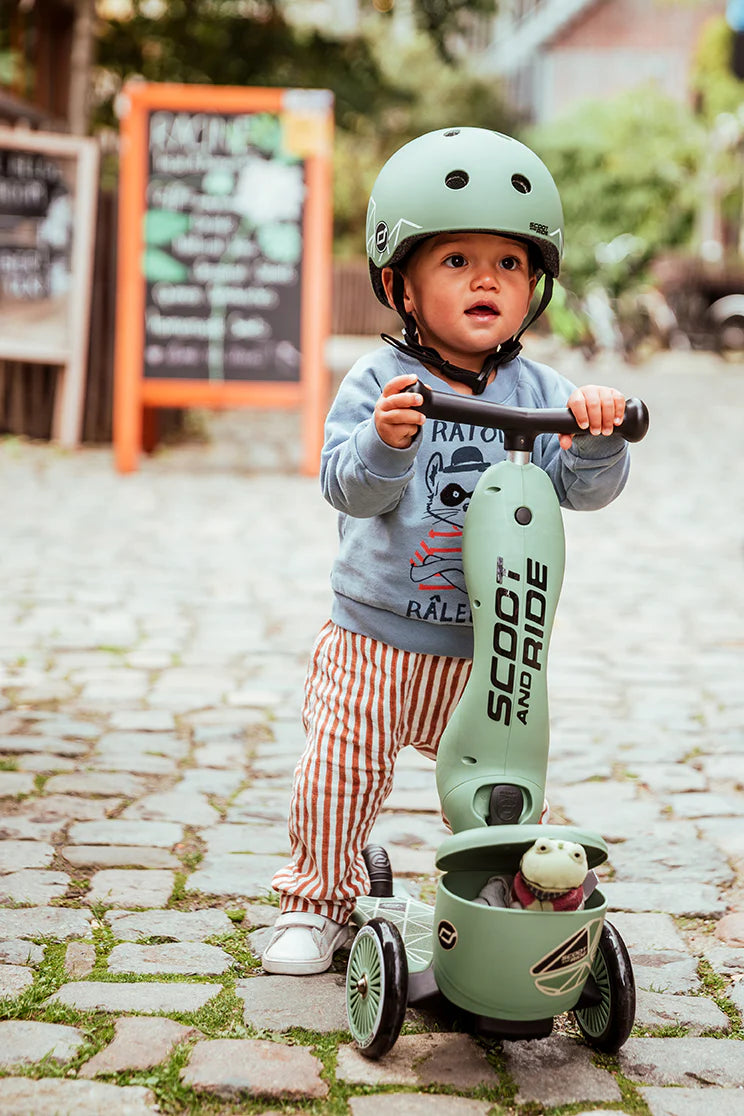 2025 Patinete Scoot & Ride Highwaykick 1 Lifestyle 2-en-1 con Asiento, para Niños de 1 a 5 Años, Diseño con Compartimento de Almacenamiento