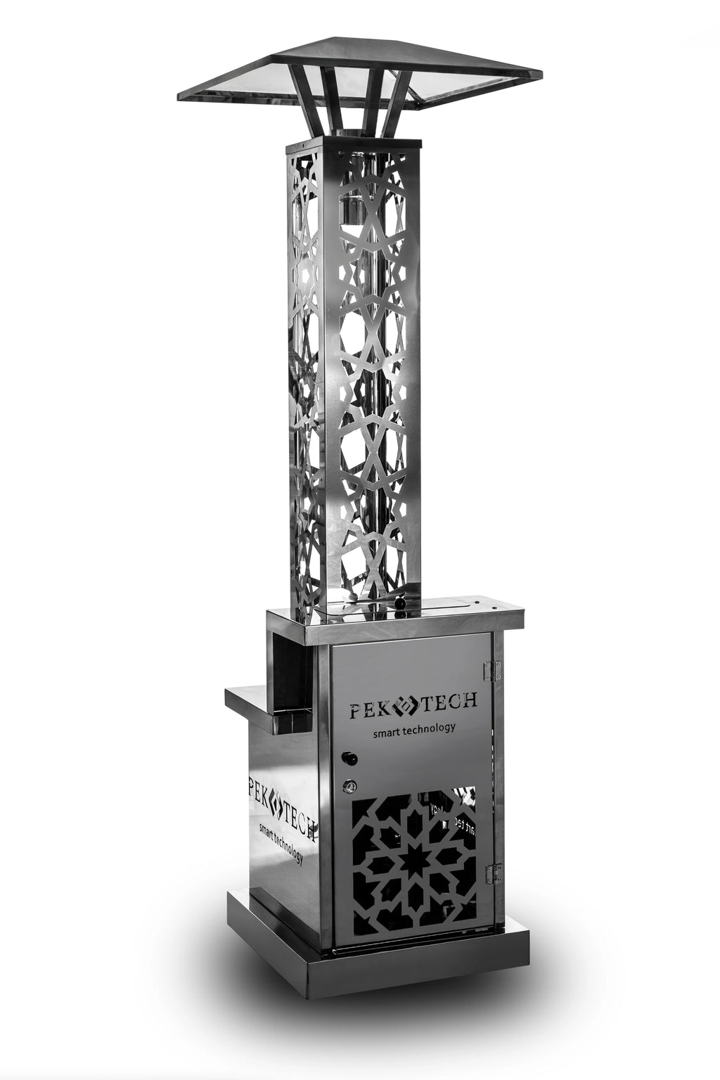 2025 Pektech Peluxe Chrom – Parasol calefactor a pellets exclusivo en cromo integral para jardín y eventos