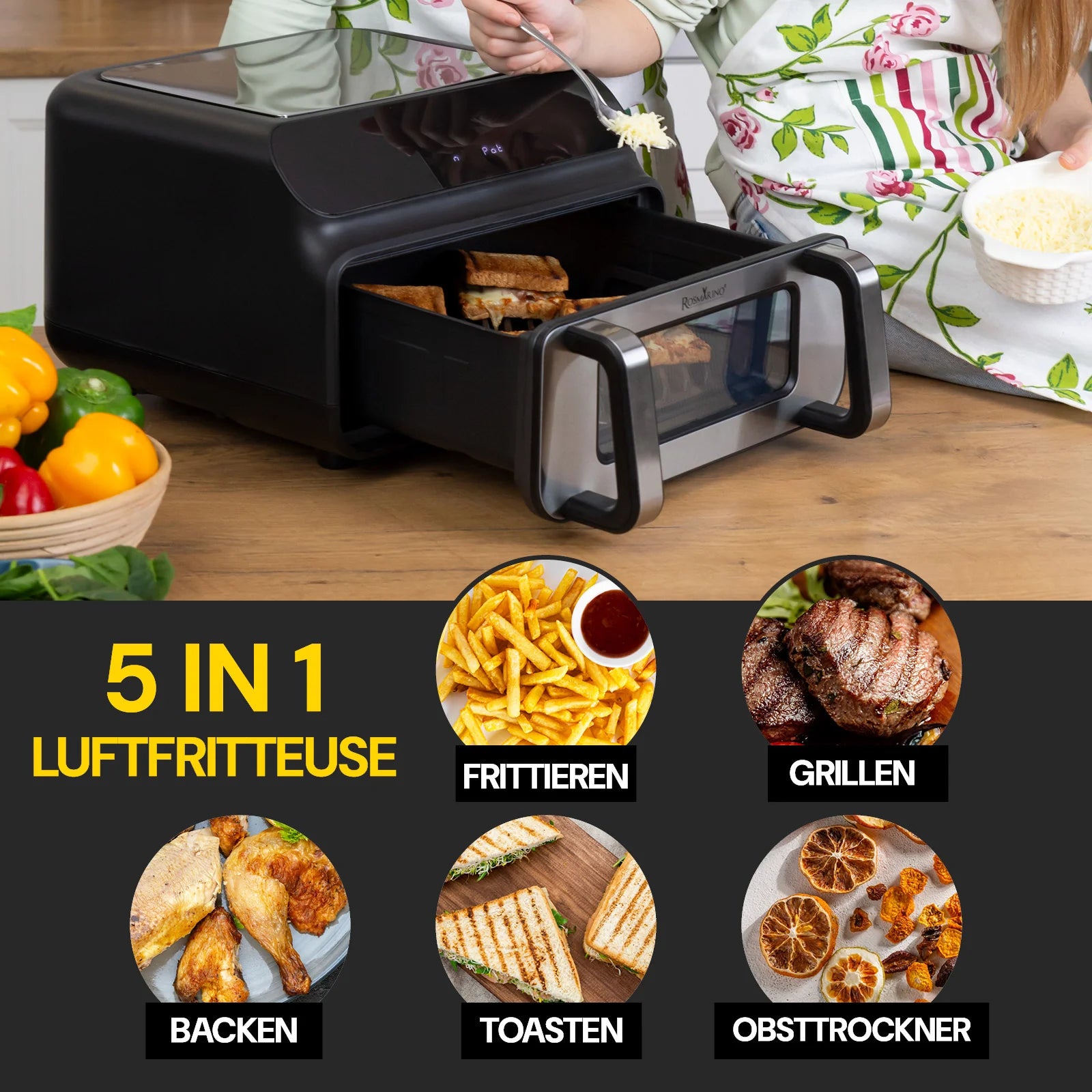 2025 Freidora de aire caliente Rosmarino Infinity MasterPro "5 en 1" – 10 L
