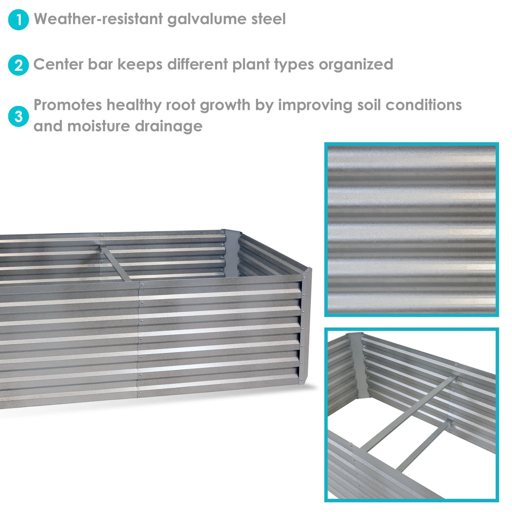 2025 Cama Elevada Rectangular para Jardín Sunnydaze de Acero Galvalume - 180 cm