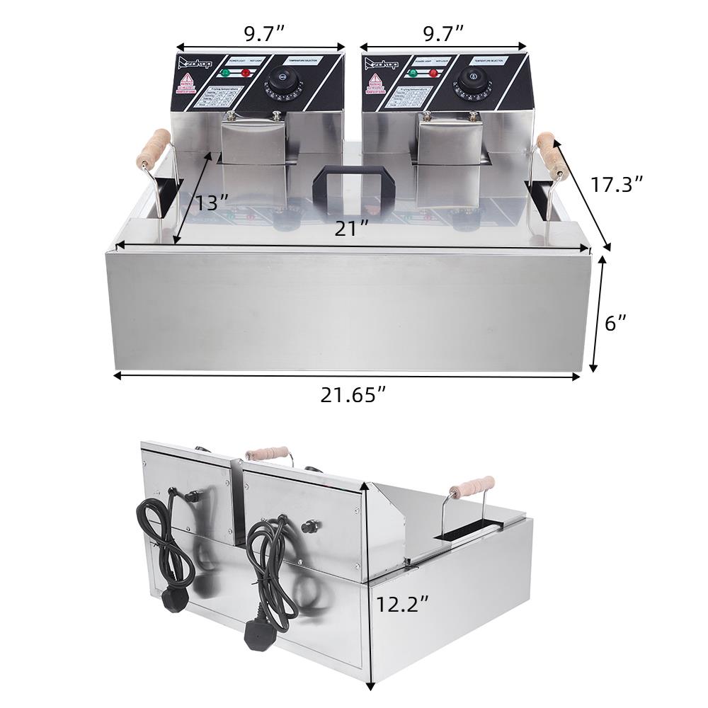 Freidora Winado para uso comercial y doméstico en acero inoxidable con capacidad de 23,26 qt/22 l