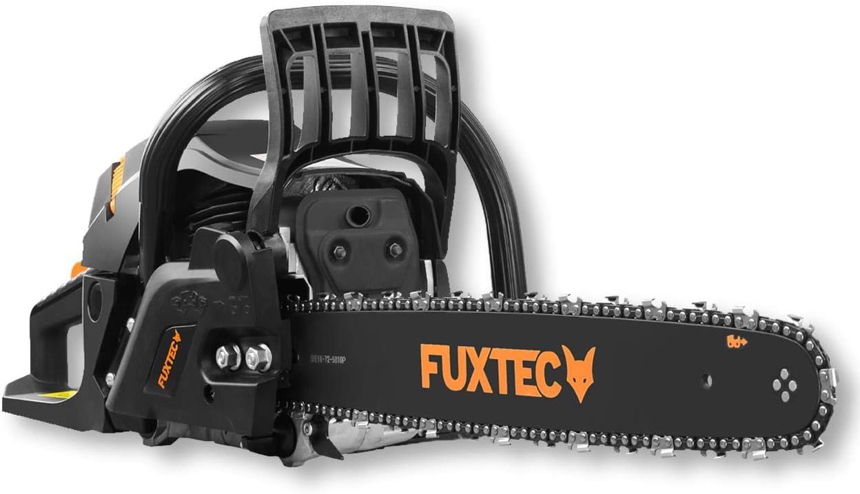 FUXTEC Motosierra Gasolina FX-KS262 de 2,85kw - con espada de 20'', longitud de corte 46 cm- 61,5cc - Easy-Start - incl. Protección de la espada y bolsa de transporte