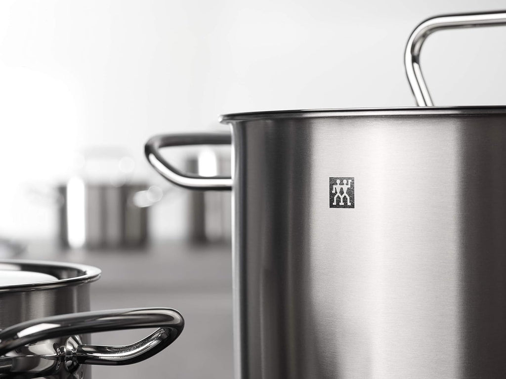 ZWILLING 5-Piece Cookware Set, 4 Lids, Suitable for Induction, Stainless Steel, Passion, Bright Grey, Diameter 16 cm, Diameter 20 cm, Diameter 24 cm, Diameter 28 cm