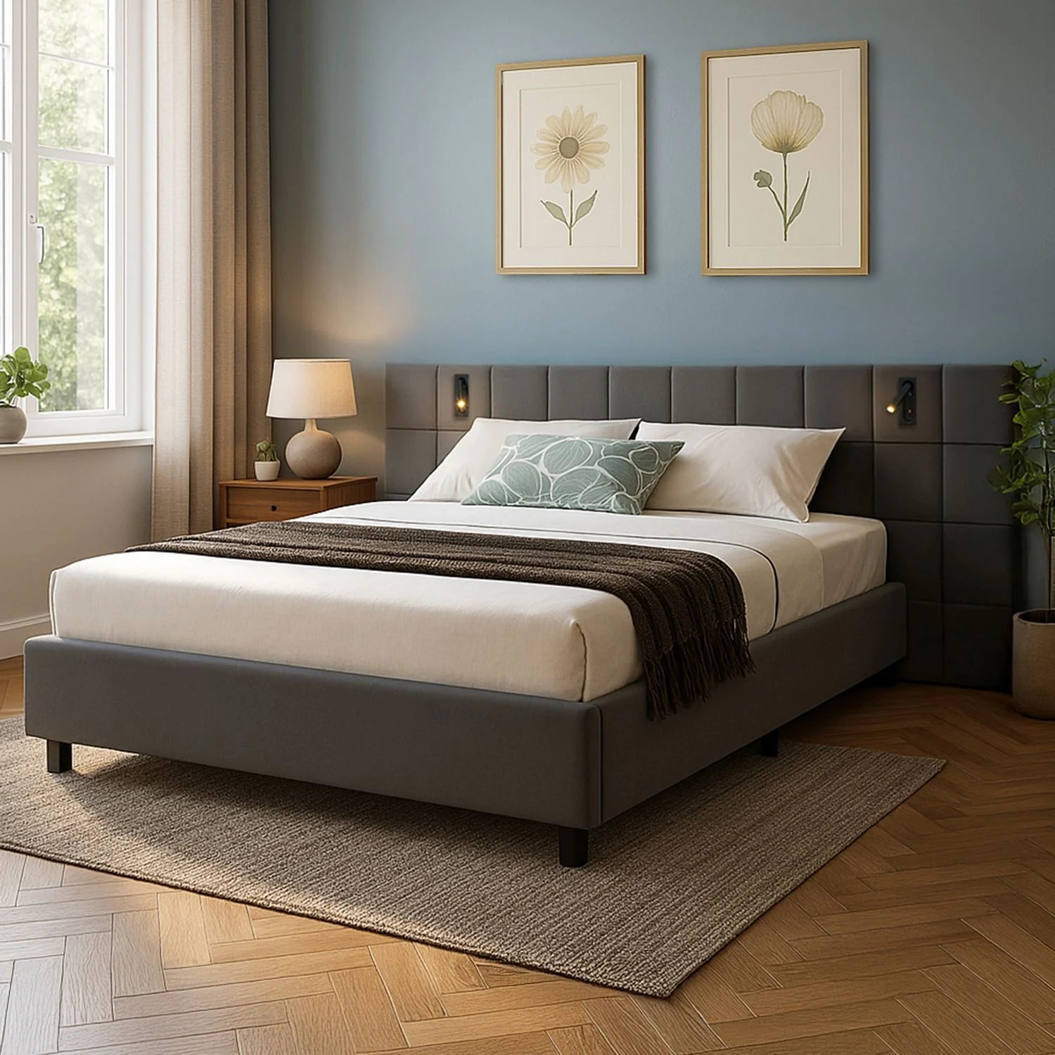 2025 Cama tapizada en terciopelo Luzano