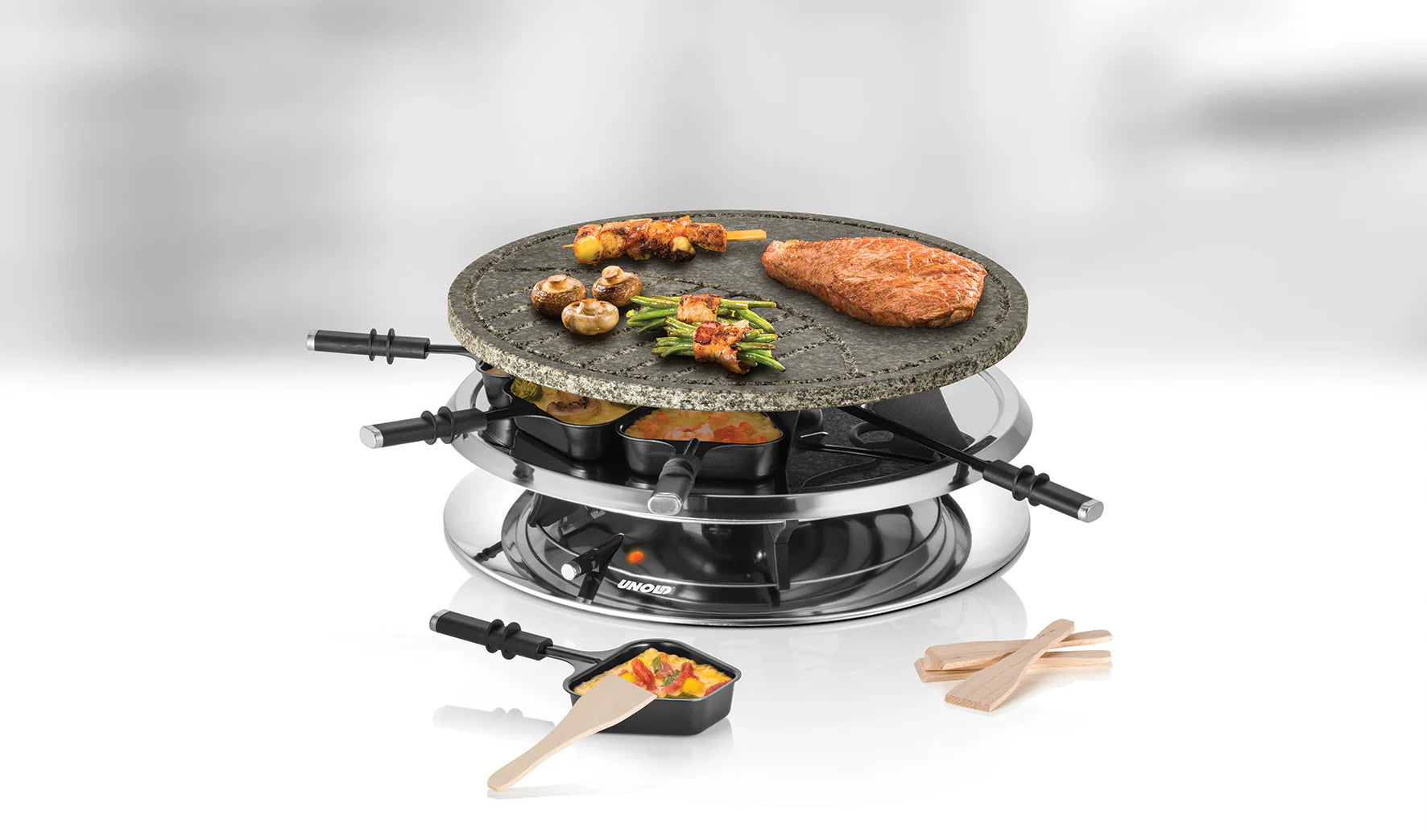 2025 Raclette Multi 4 en 1 – Set de raclette versátil con libro de recetas