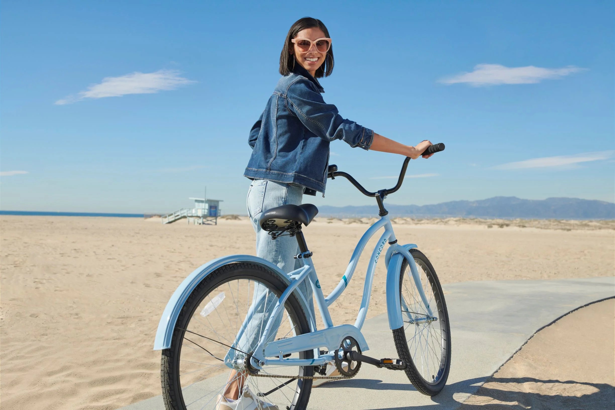 Bicicleta de paseo Concord Pacifica de 26 pulgadas para mujer, azul claro, para adultos