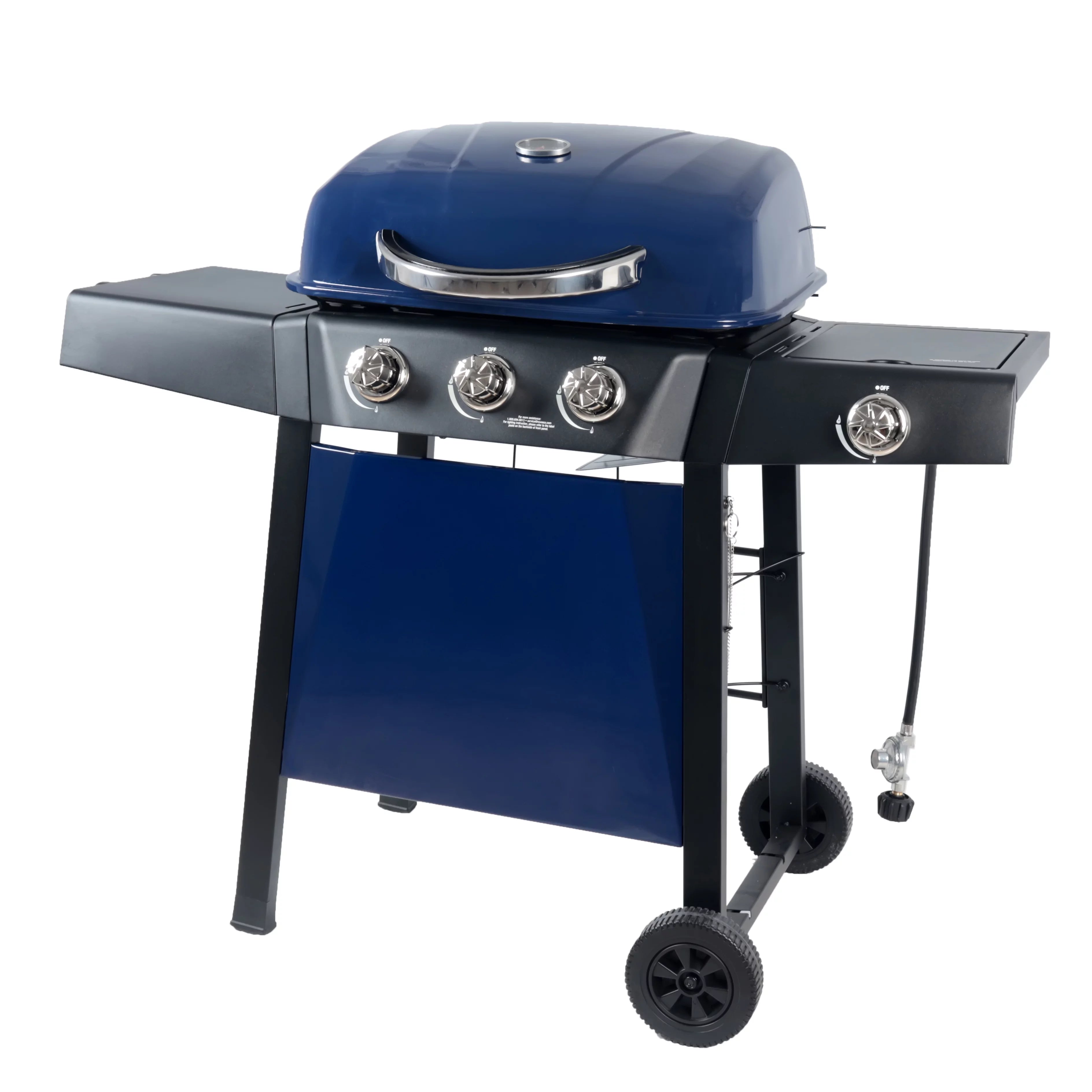 2025 Parrilla a gas RevoAce de 3 quemadores con quemador lateral, color azul zafiro, modelo GBC1729WBS, nueva