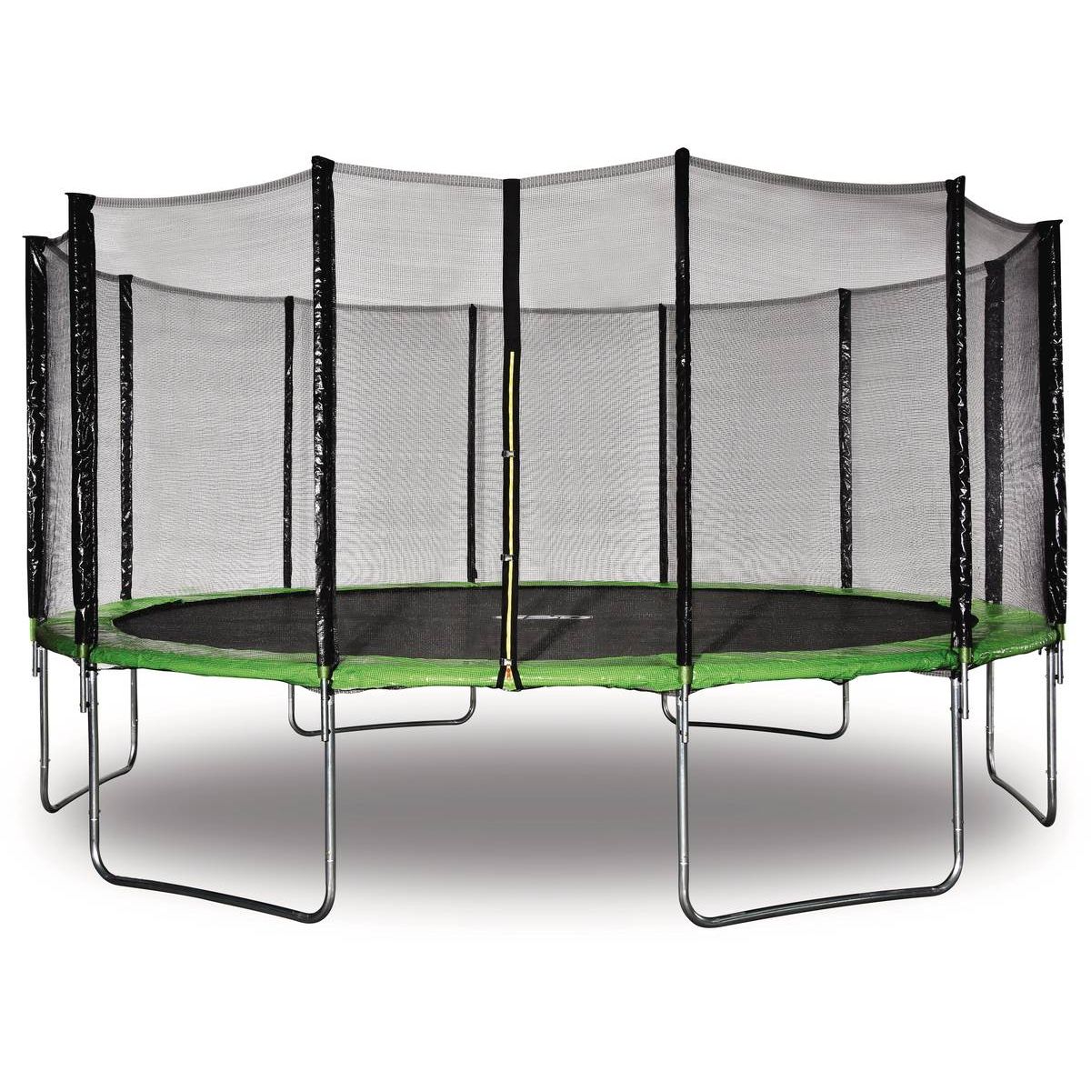 Cama Elástica "yoopi" - Ø 4.90 M - Verde - Con Red + Escalera + Funda + Kit De Anclaje
