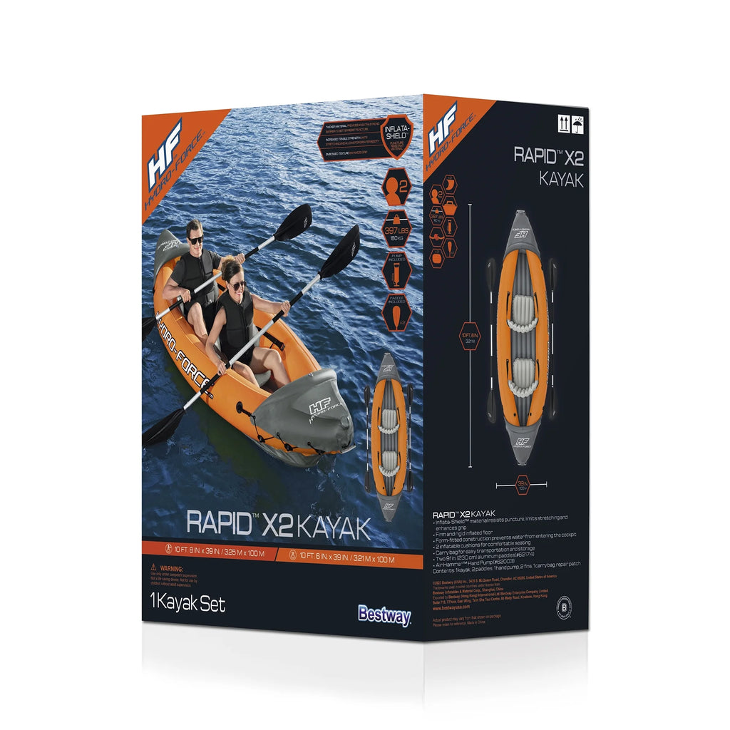 Kayak inflable Bestway Hydro Force Lite Rapid X2: kit para deportes acuáticos al aire libre