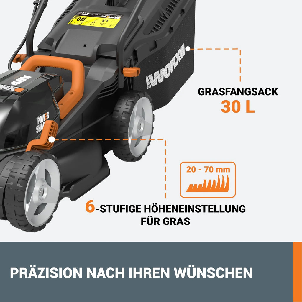 2025 Cortacésped inalámbrico WORX WG779E.1 40V (2 x 20V) – Ancho de corte 34 cm – Ideal para céspedes de hasta 460 m² – Tecnología IntelliCut – Fácil almacenamiento – Incluye 2 baterías de 4 Ah y cargador rápido doble