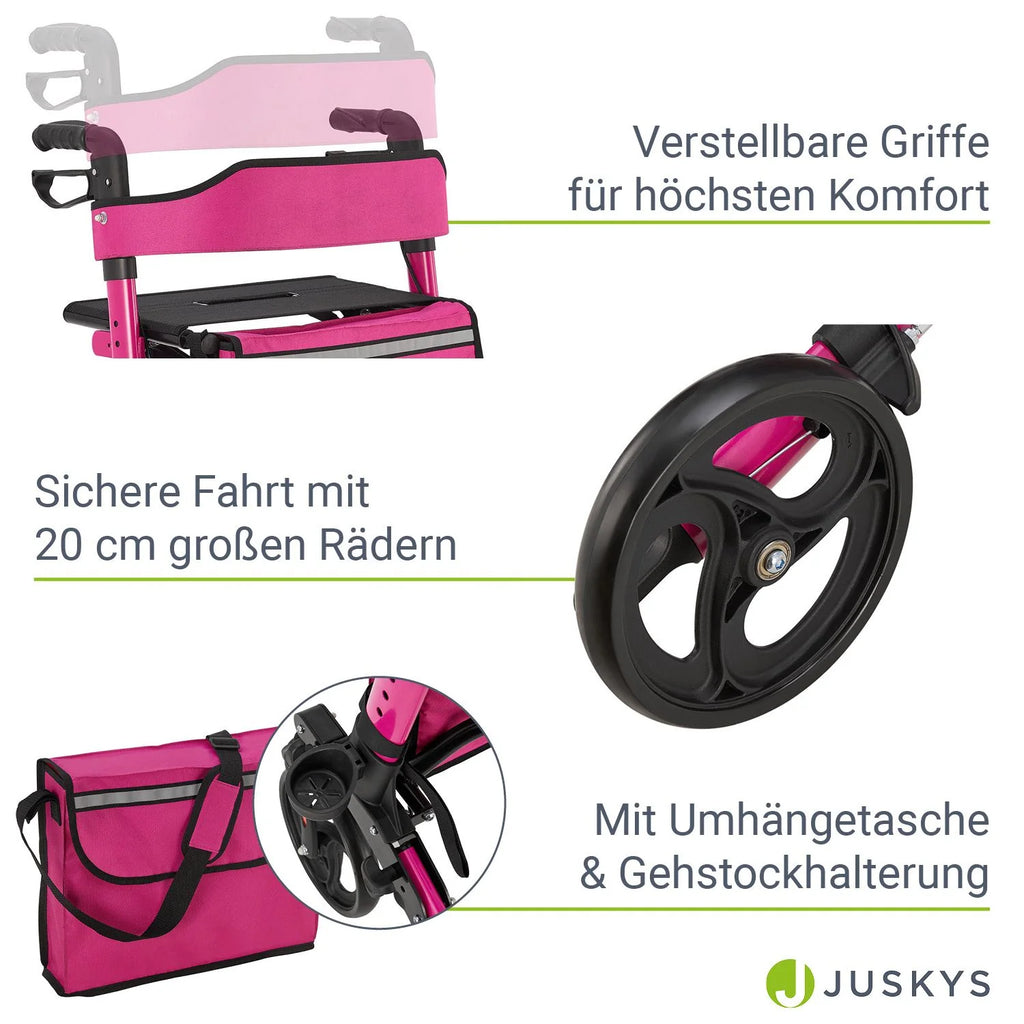 2025 Andador de aluminio Vital con asiento – Ligero, plegable y seguro
