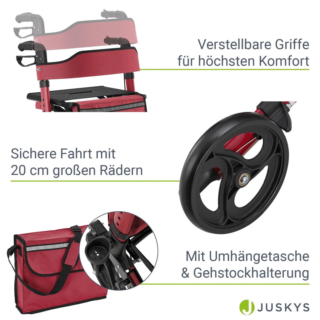 2025 Andador de aluminio Vital con asiento – Ligero, plegable y seguro