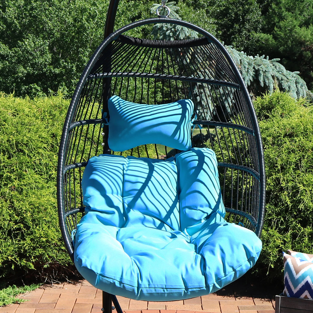 2025 Silla Colgante de Exterior Sunnydaze Julia en Forma de Huevo con Cojines