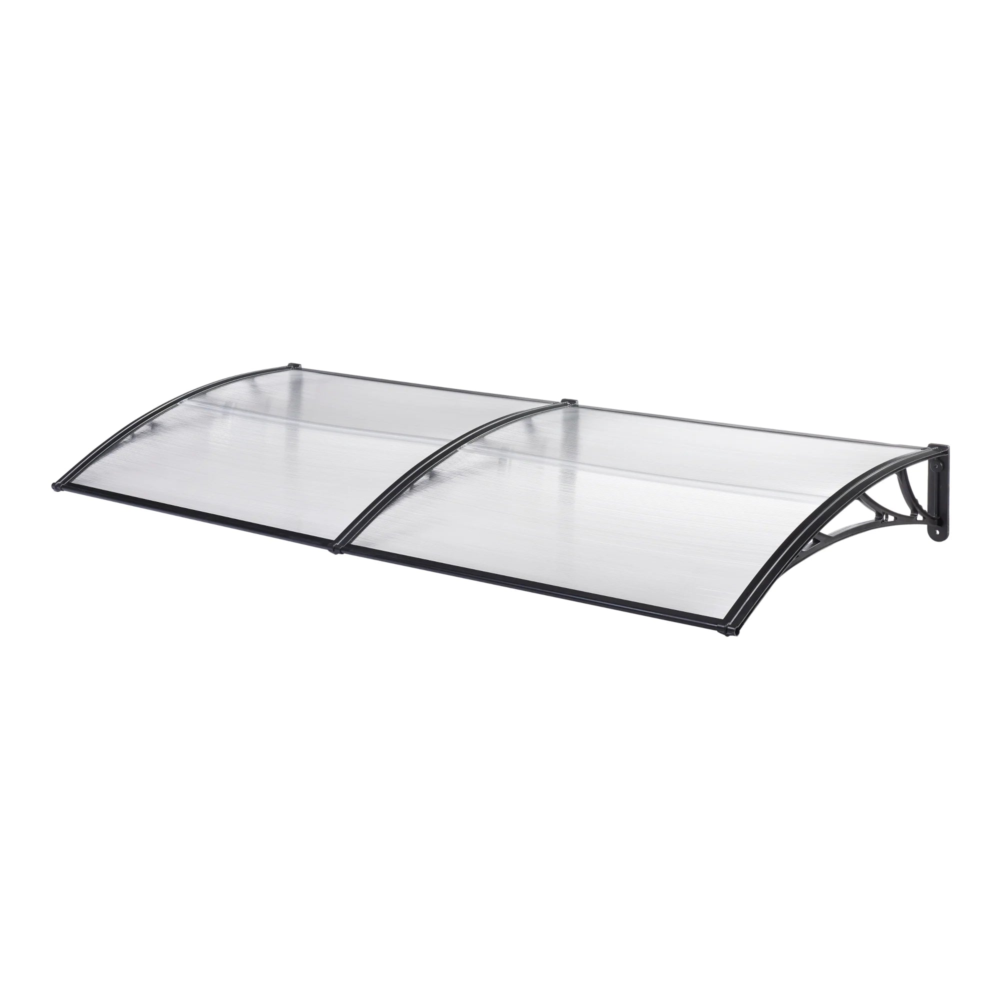 2025 Marquesina de diseño para puerta de entrada, marquesina de bienvenida resistente a la intemperie 200 x 100 cm, negro y transparente
