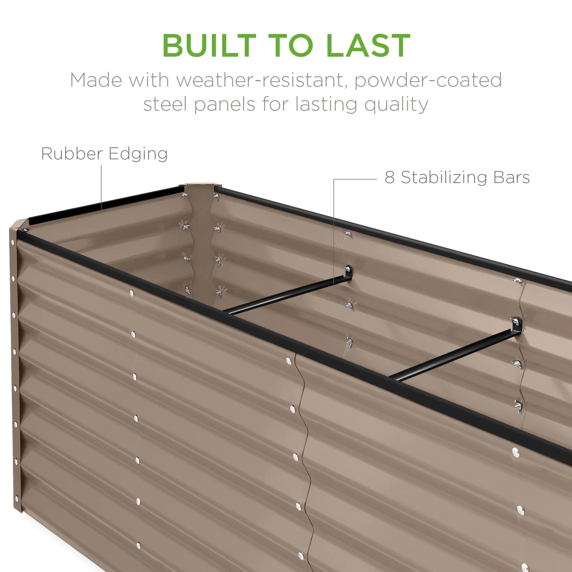Cajón para verduras de metal Best Choice Products – 240 x 60 x 60 cm, color topo