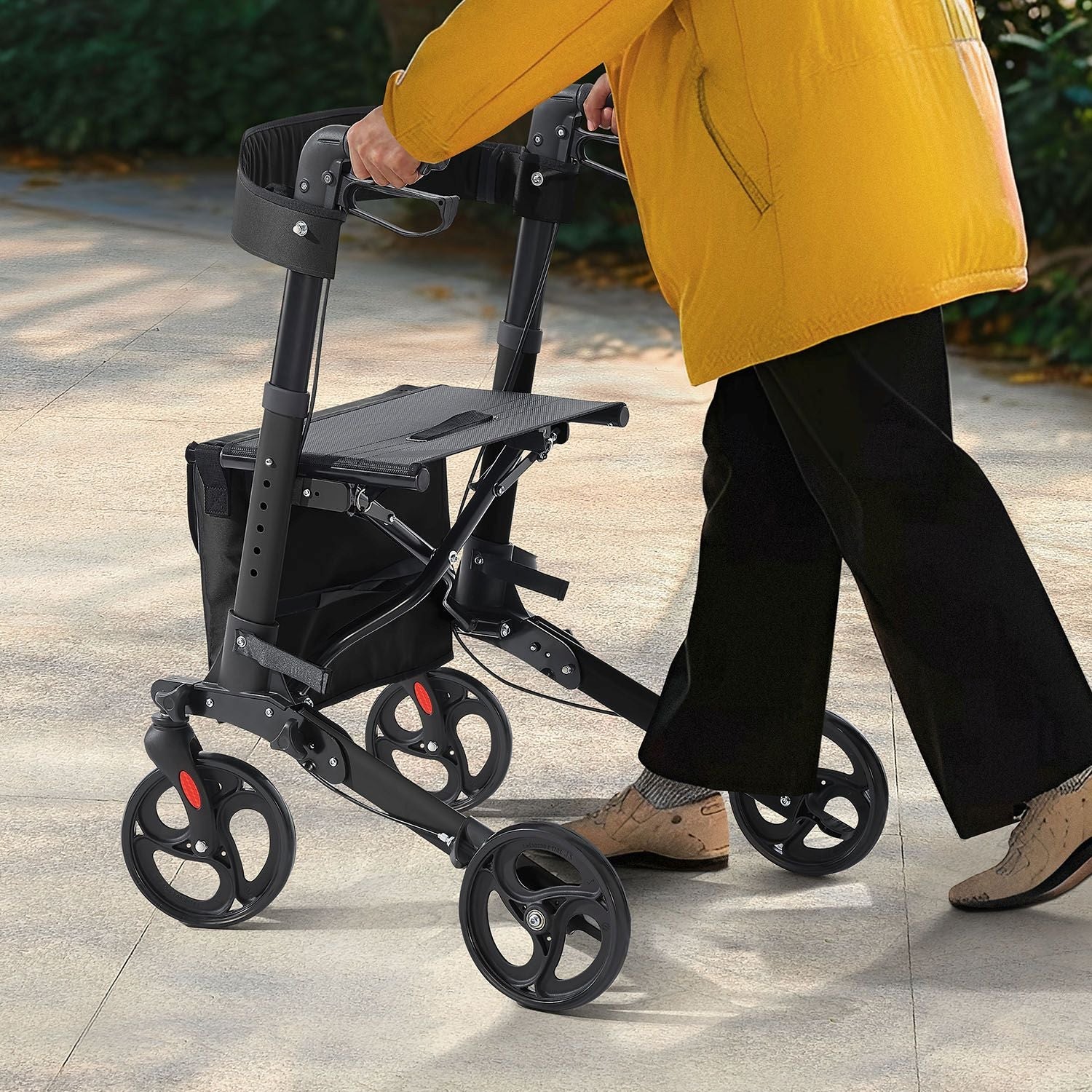 2025 Andador de aluminio Vital con asiento – Ligero, plegable y seguro