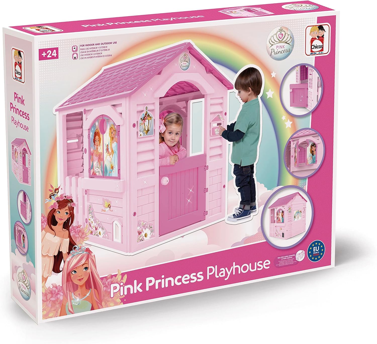 Chicos - Country Cottage Children's Outdoor and Indoor Cottage, Made of Durable and Durable Plastic, White, Unique, Measures 84 x 103 x 104 cm (89607)