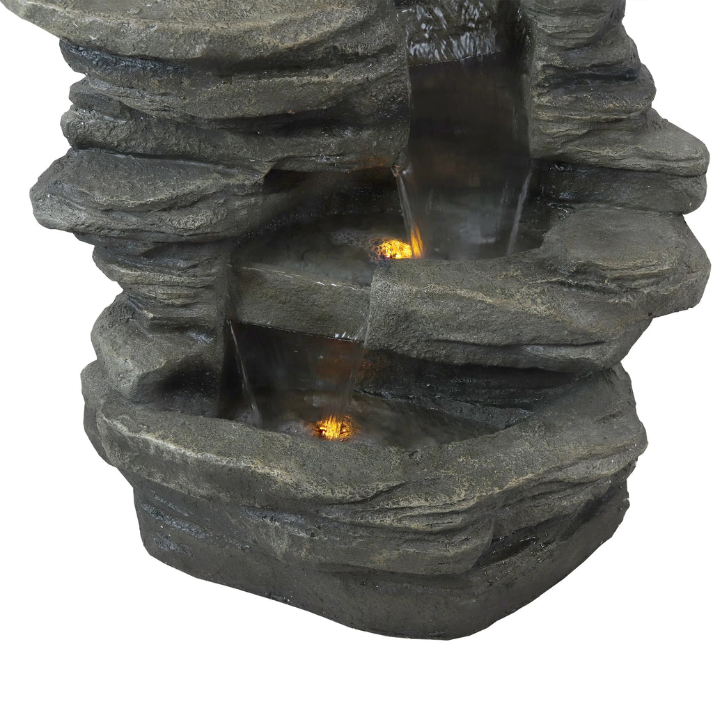 2025 Fuente de cascada de roca apilada Sunnydaze para exteriores con luces LED - 38 pulgadas