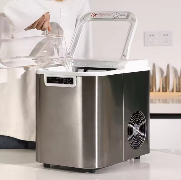 2025 Máquina de hacer hielo portátil CJC para mostrador con asa, bandeja de hielo y pala – para cocina, hogar, fiestas – 110V