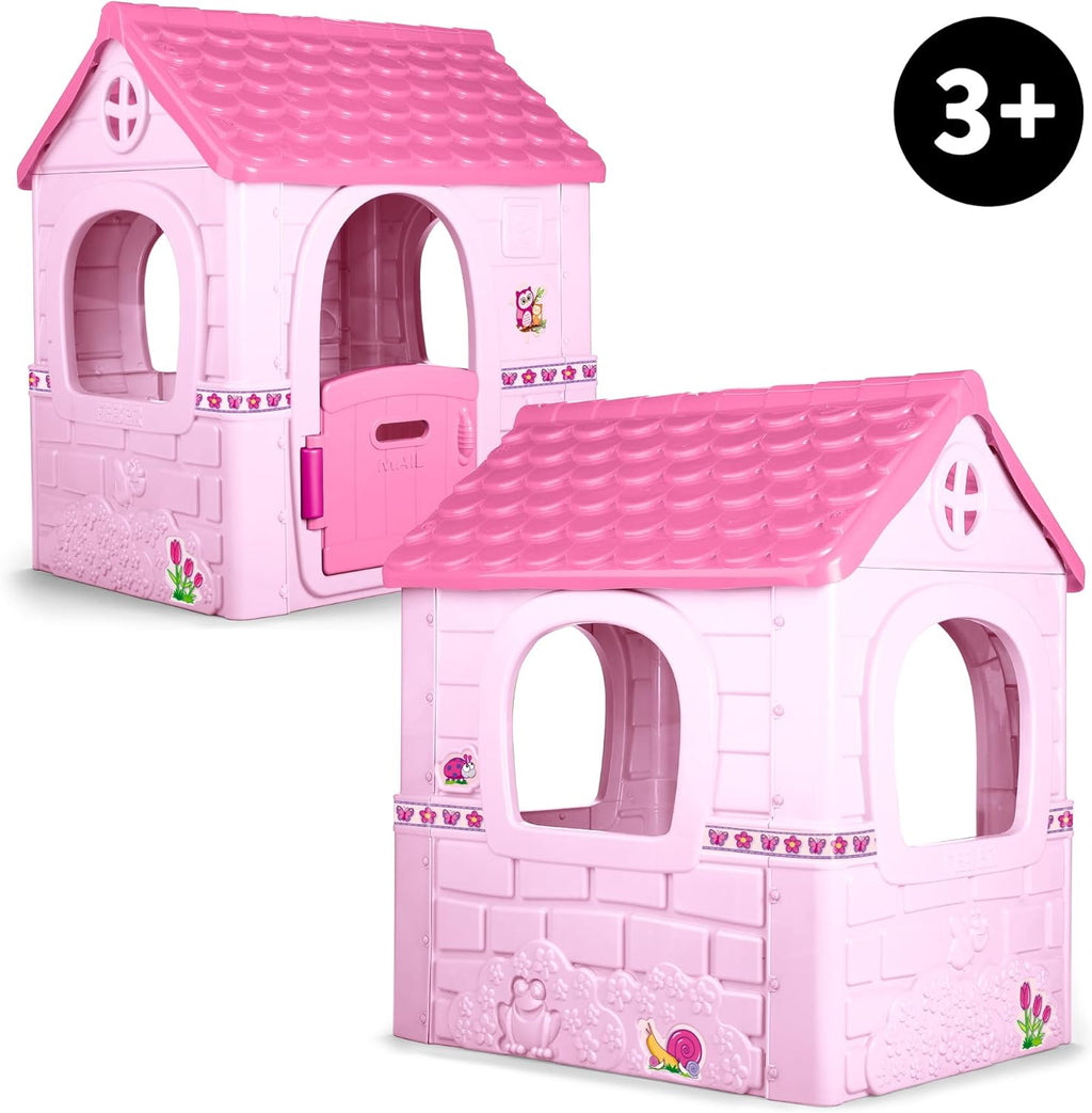 Feber - Fantasy House, Casita Infantil de Juegos con Puerta Abatible, Jugar al Aire Libre o en Casa, Resistente y de Fácil Montaje, para Niños de 2 a 6 años, Famosa (800010237), Versión previa