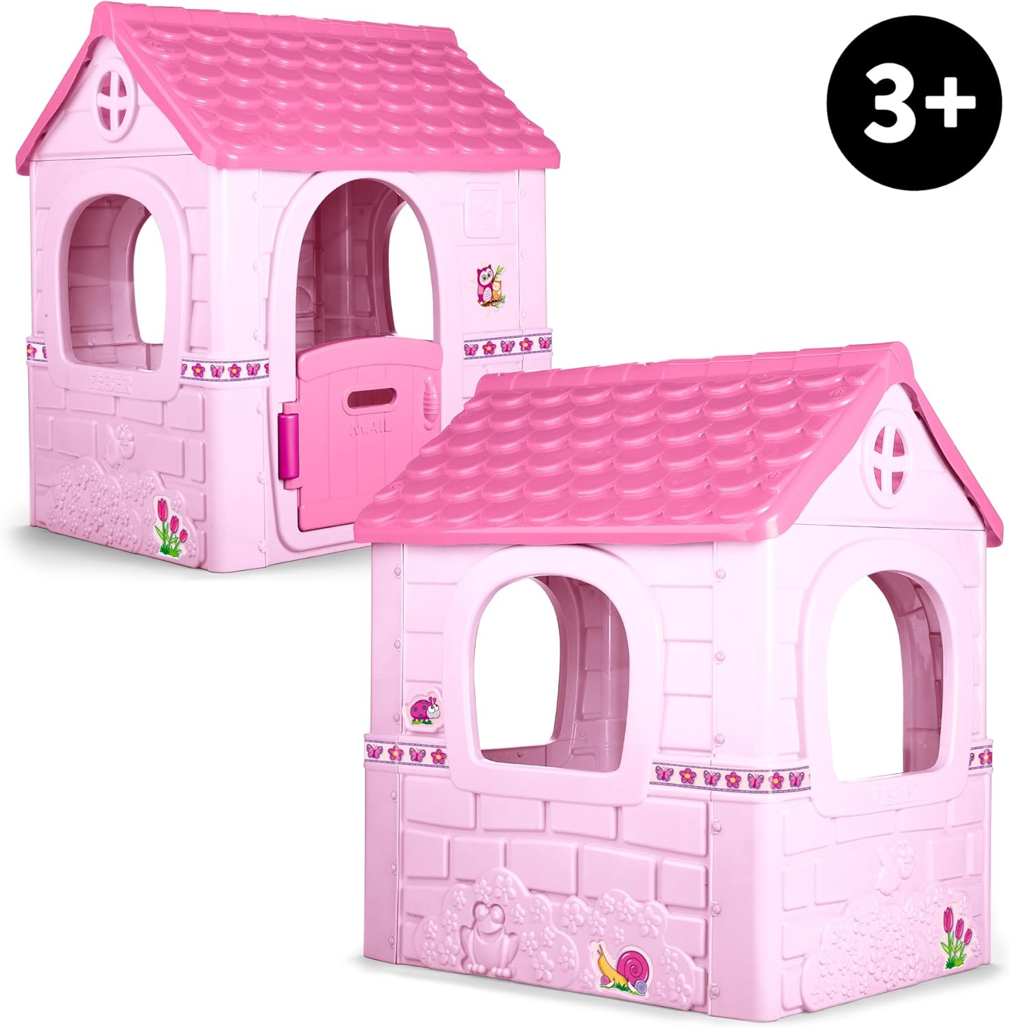 Feber - Fantasy House, Casita Infantil de Juegos con Puerta Abatible, Jugar al Aire Libre o en Casa, Resistente y de Fácil Montaje, para Niños de 2 a 6 años, Famosa (800010237), Versión previa