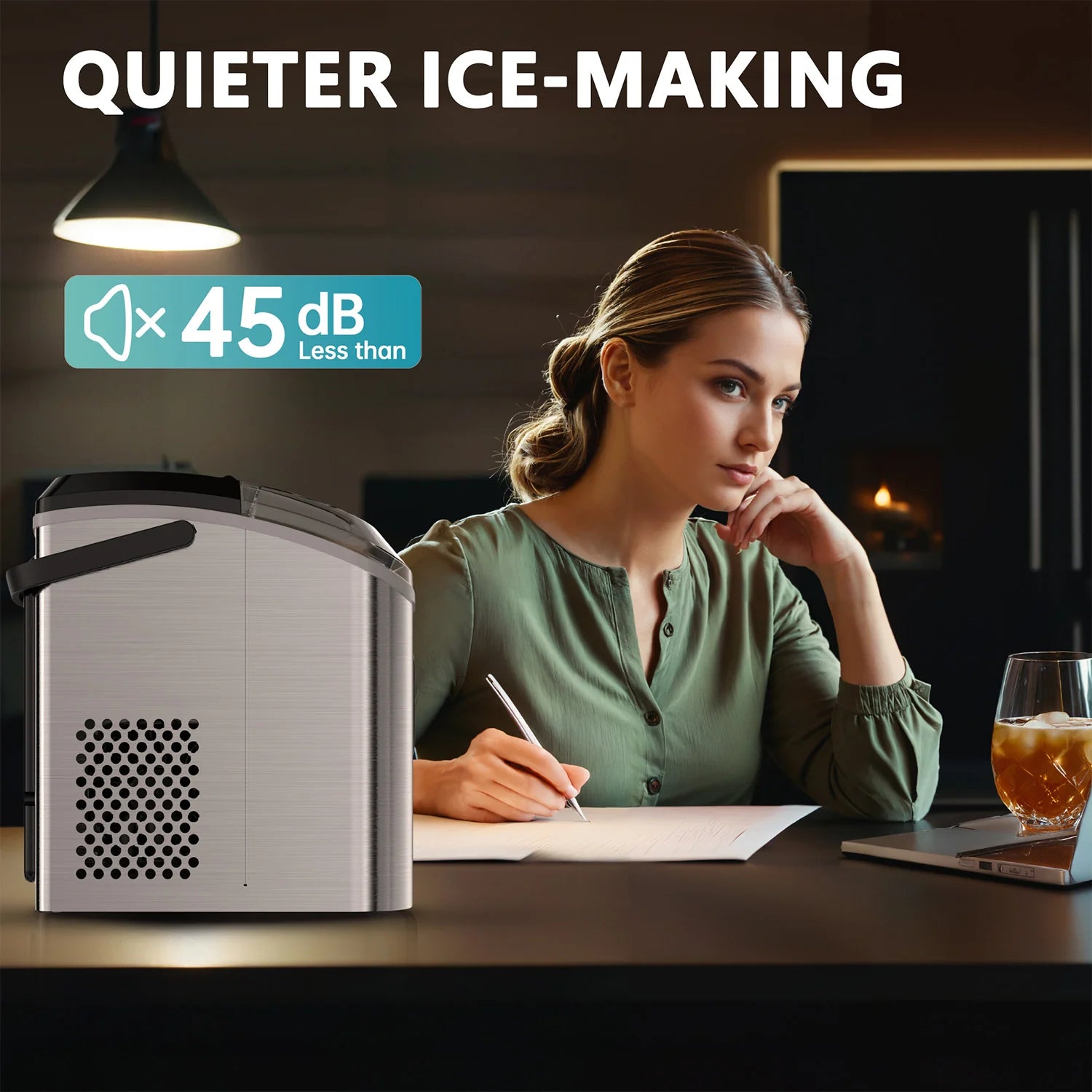 2025 Máquina de hielo portátil EUHOMY con hielo tipo nugget y limpieza automática Sonic