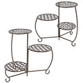 2025 Sunnydaze - Conjunto de 2 Soportes para Plantas de Metal con Diseño Ajedrezado y Acabado en Bronce