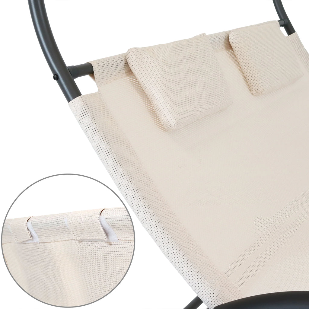 2025 Tumbona Doble Sunnydaze con Dosel y Almohada para Cabeza - Beige