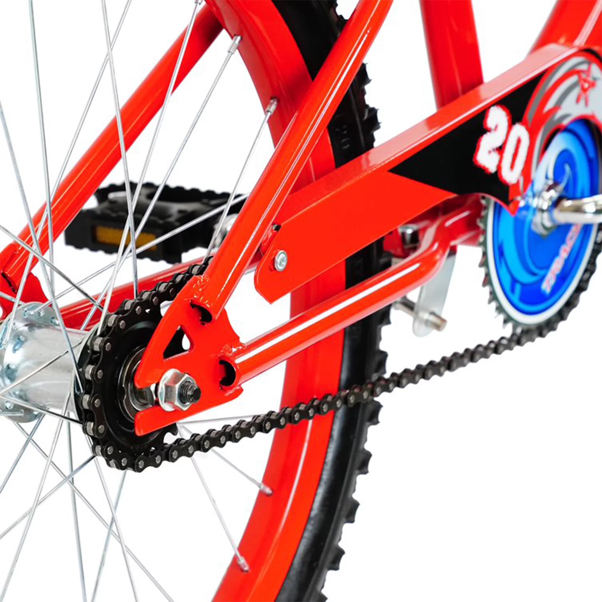 BMX de estilo libre para principiantes TRACER Logan de 20", cuadro de acero Hi-Ten, color rojo