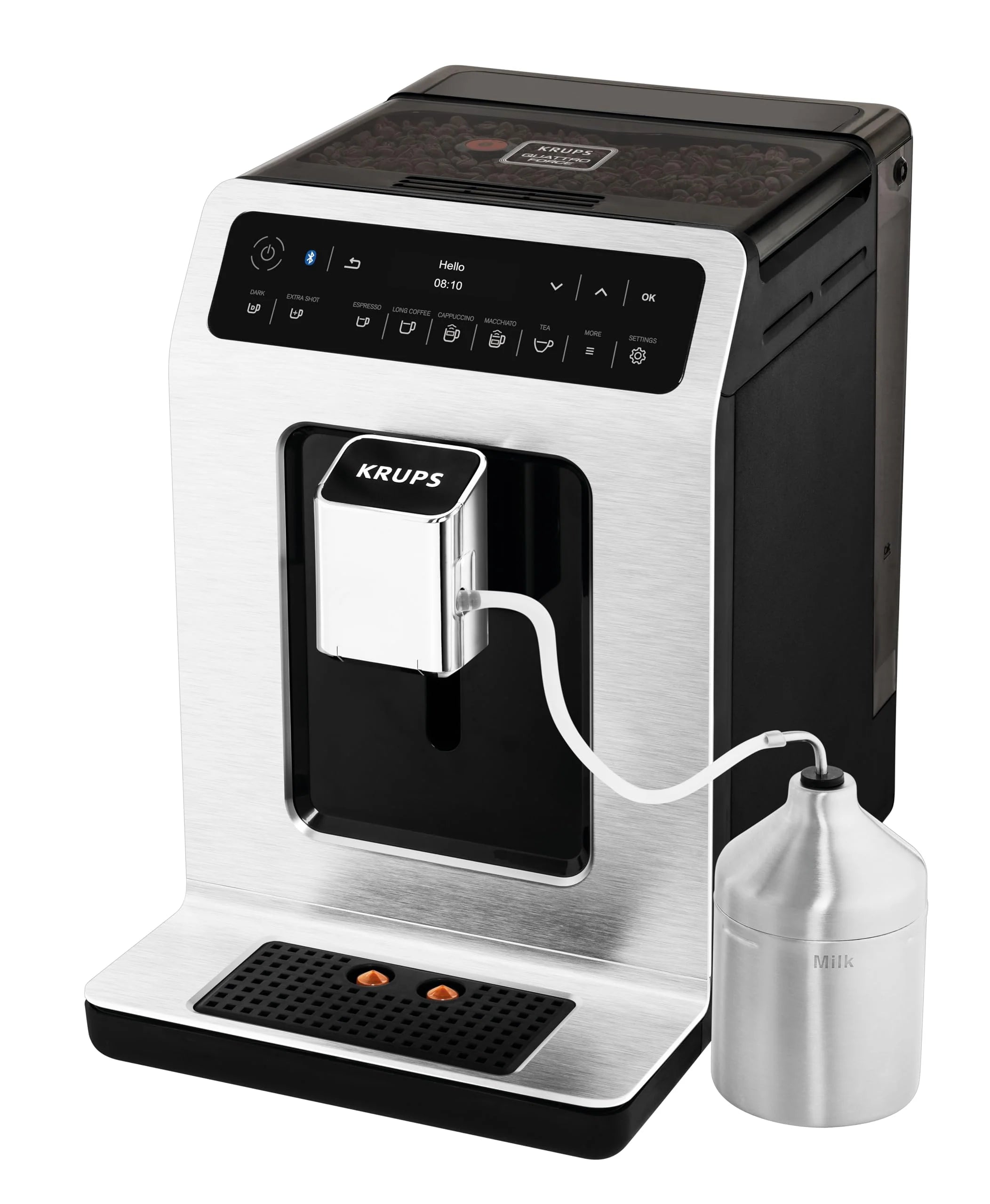 2025 Krups Intuition Experience - Cafetera superautomática, pantalla táctil color, máquina de café con indicadores lumínicos, 17 bebidas personalizables, recetas personalizadas, acero inoxidable