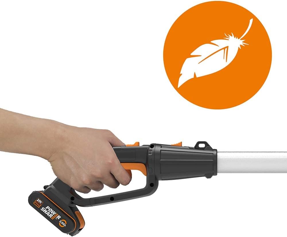 Worx 18V (20V MAX) Cortasetos Telescópica Alimentada por Batería PowerShare 2Ah WG252E, Cizalla Eléctrica, Tijeras Alimentadas por Batería con Hoja de Diamante Cortada con Láser