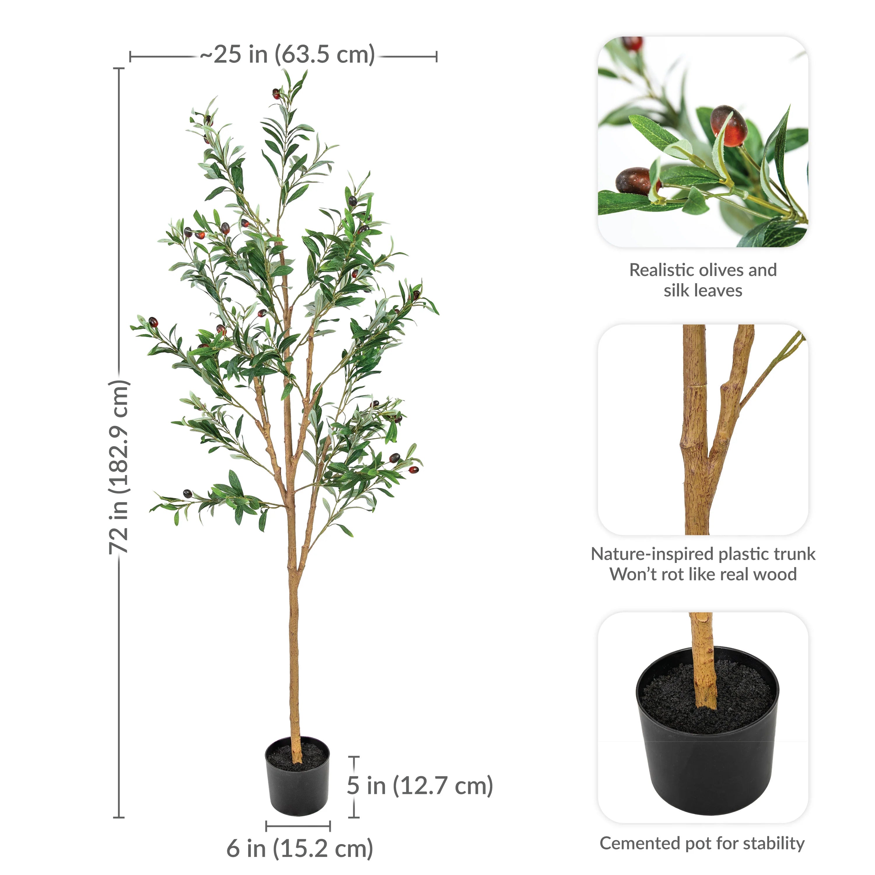 2025 Árbol de olivo artificial en maceta con hojas de seda de Sunnydaze