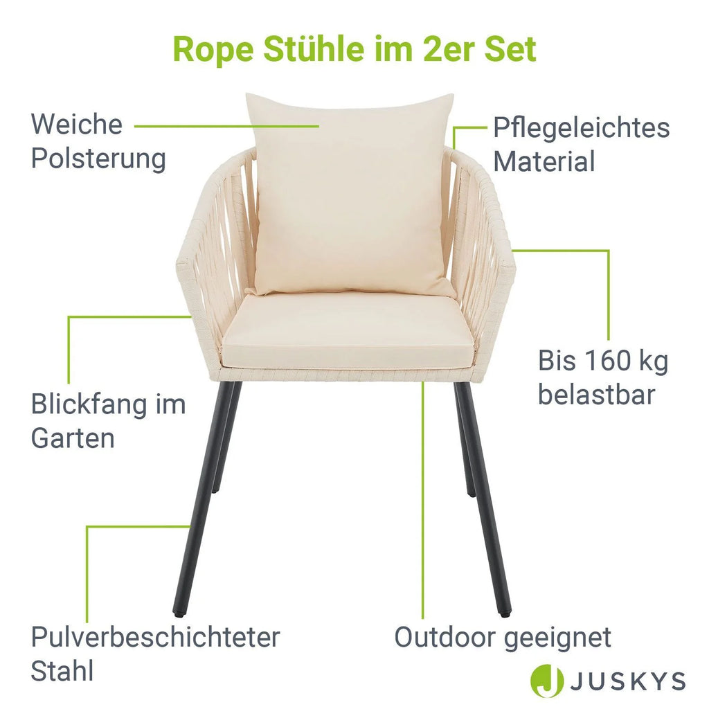 2025 Juego de 2 sillas Rope – Elegancia y confort para tu espacio exterior