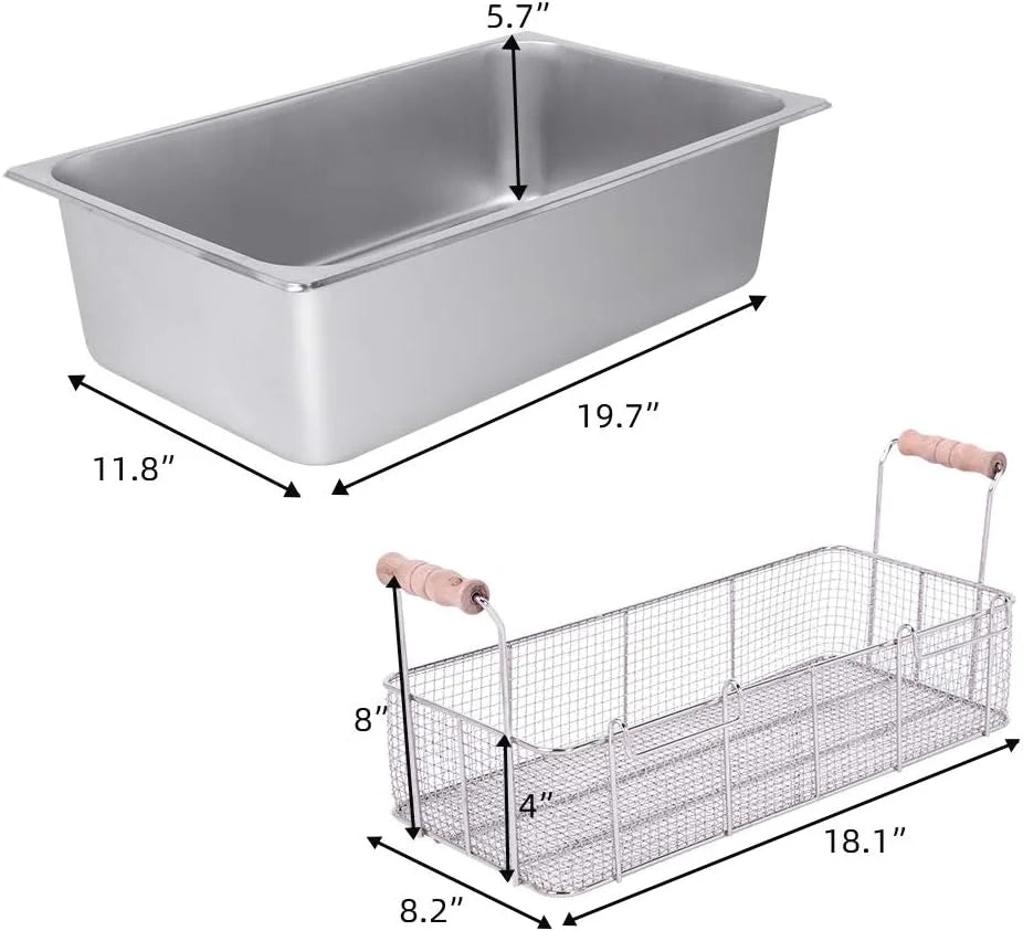 Freidora de 12 litros con cesta filtrante, tamaño extragrande, termostato y temporizador ajustables, ideal para pollo asado, gambas, patatas fritas y mucho más, depósito de aceite extraíble, acero inoxidable.