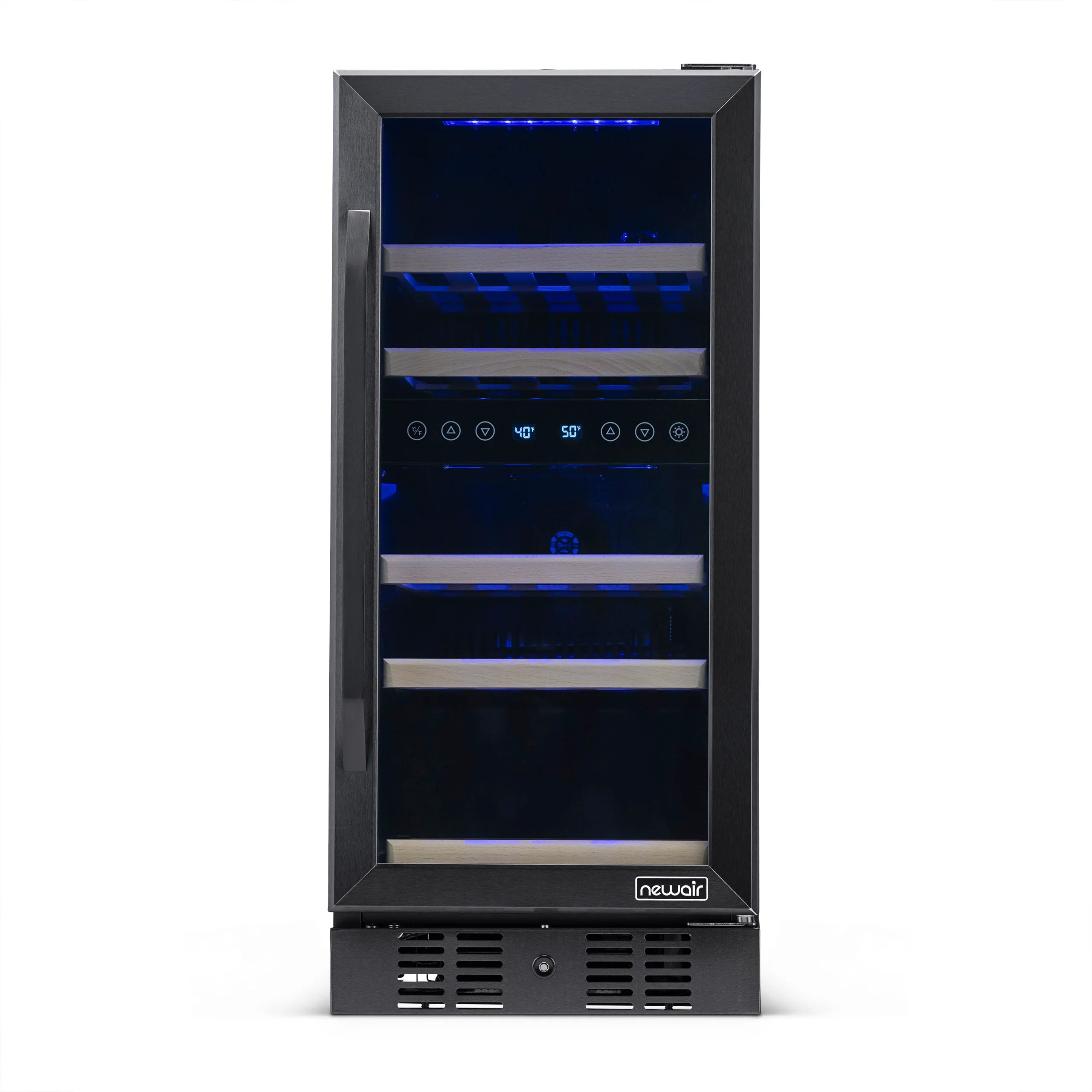 2025 Newair® Refrigerador de Vinos Empotrable Negro – 29 Botellas – 14,8" Doble Zona