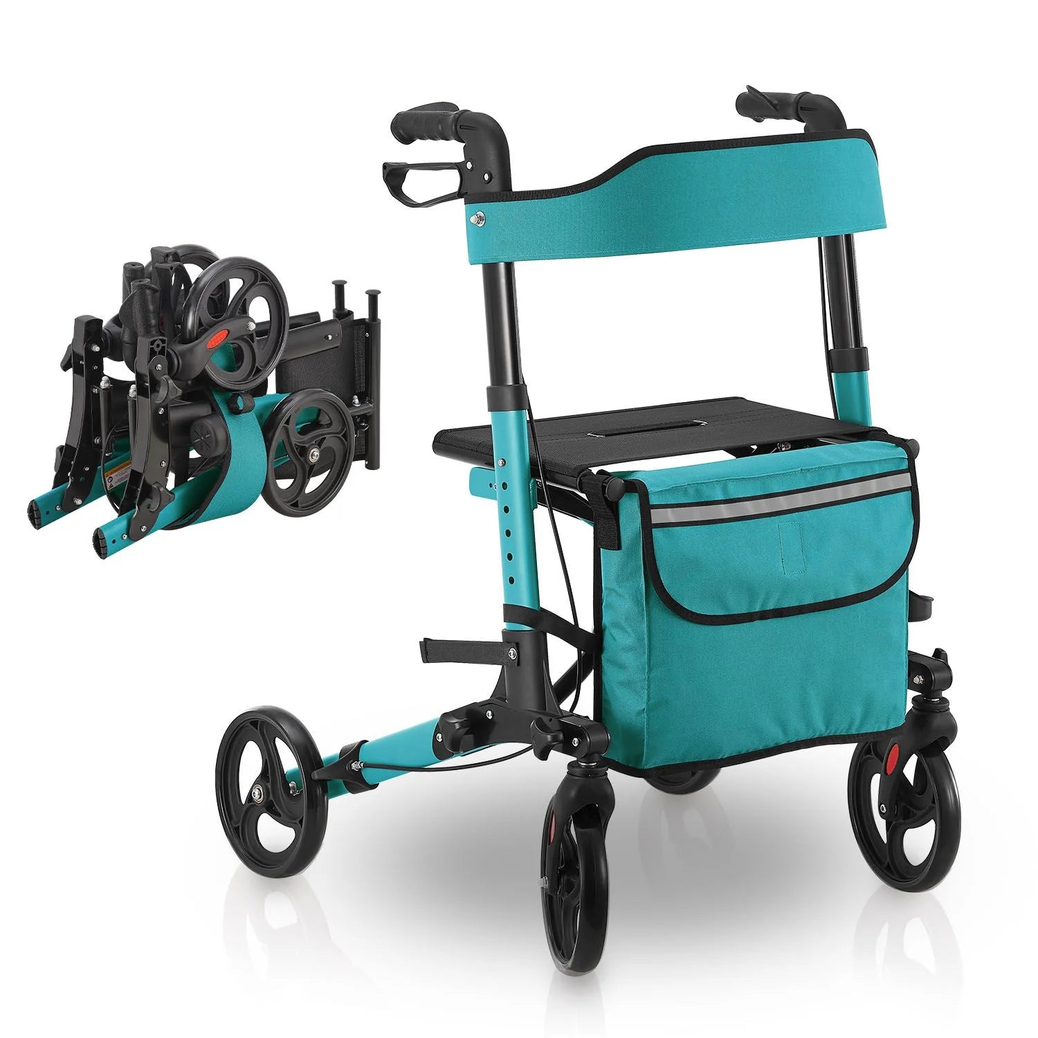 2025 Andador de aluminio Vital con asiento – Ligero, plegable y seguro
