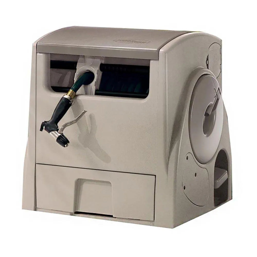 Enrollador automático de manguera Powerwind Suncast para 100 pies, color taupe claro