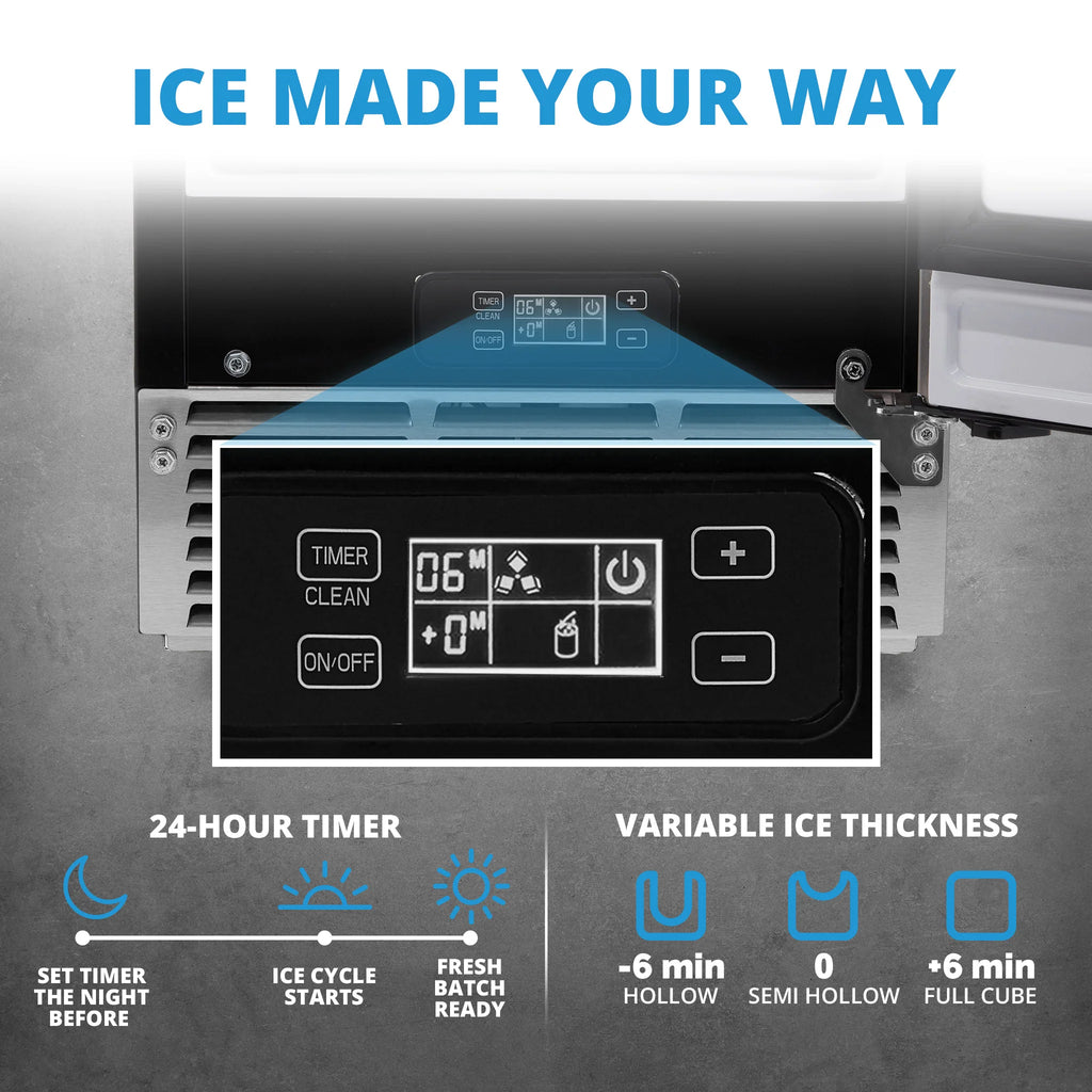 2025 Máquina de Hielo Empotrable Newair® para el Hogar – Hielos Transparentes, 80 lb/día – Acero Inoxidable