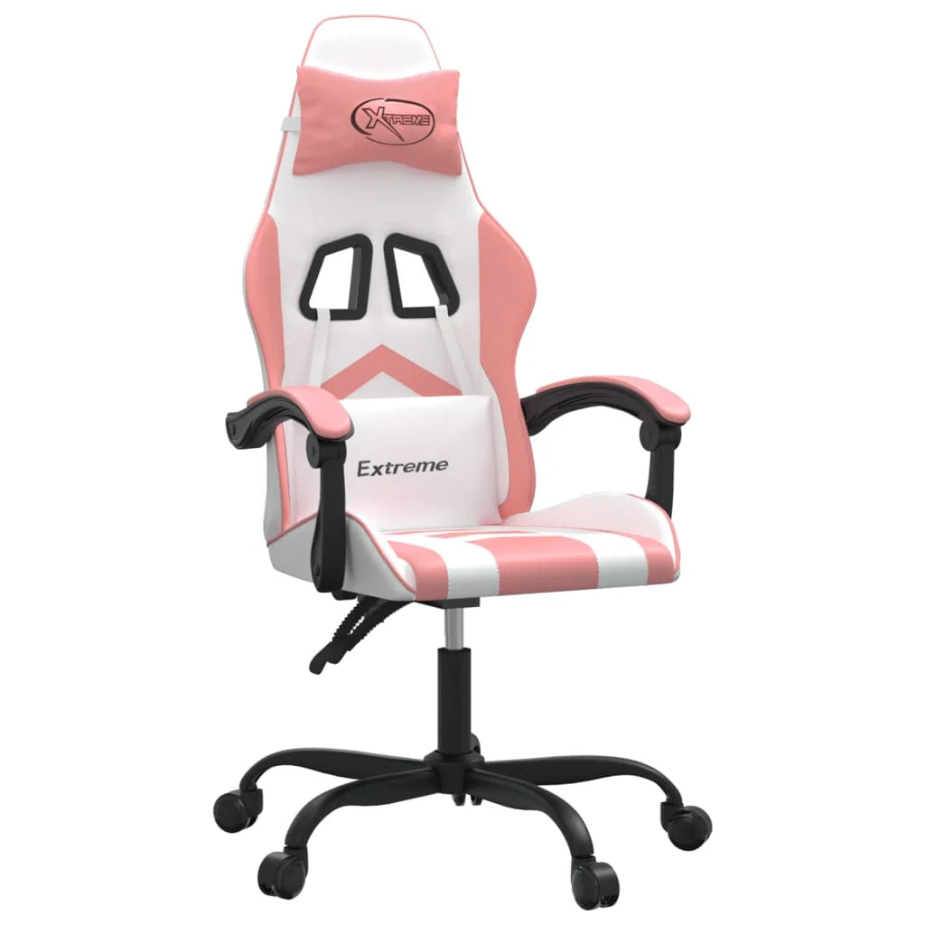 2025 Silla gaming cuero sintético blanco y rosa V1080